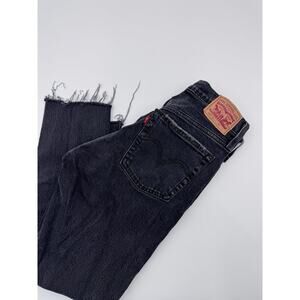 Levis Womens 501 Black Distressed Denim Jeans Size 27
